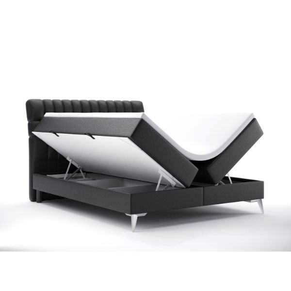 Pat tapitat boxspring 160 x 200 cm negru Molly 
