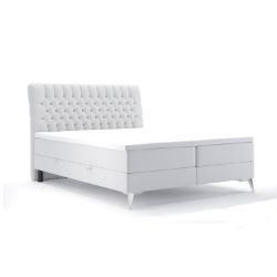Pat tapitat boxspring 160 x 200 cm alb murdar Molly