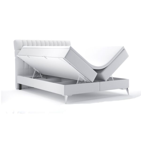 	Pat tapitat boxspring 180 x 200 cm alb murdar Molly