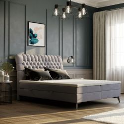 	Pat tapitat boxspring 180 x 200 cm gri Molly