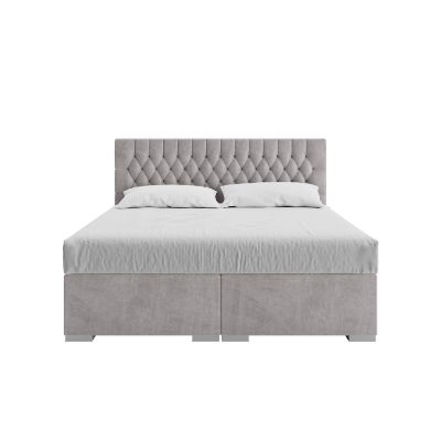 Pat tapitat boxspring 160 x 200 cm gri deschis Dalia