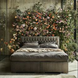 Pat tapitat boxspring 160 x 200 cm gri inchis Dalia