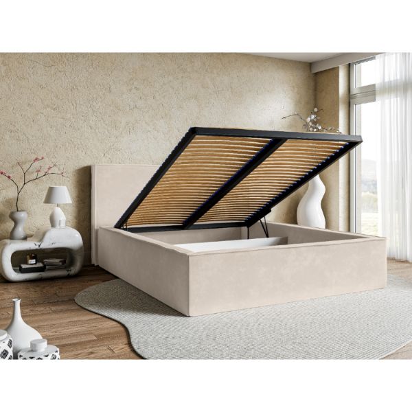 pat tapitat 140 x 200 cm cu somiera rabatabila