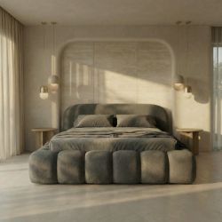 Pat tapitat, somiera rabatabila, 140 x 200 cm gri Orlando Slim