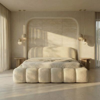 Pat tapitat, somiera rabatabila, 140 x 200 cm bej Orlando Slim