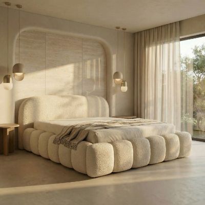 Pat tapitat, somiera rabatabila, 160 x 200 cm bej Orlando Slim