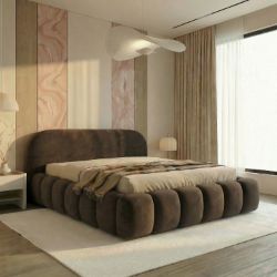 Pat tapitat, somiera rabatabila, 140x200 cm maro Orlando Slim