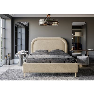 Pat tapitat cu somiera rabatabila 140 x 200 cm cappuccino Melania