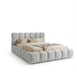 Pat tapitat, somiera rabatabila, 180x200 cm gri deschis Boston Slim