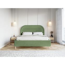 Pat tapitat cu somiera rabatabila 140 x 200 cm verde Melania