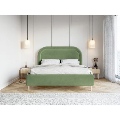 Pat tapitat cu somiera rabatabila 140 x 200 cm verde Melania