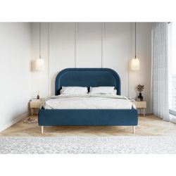 Pat tapitat cu somiera rabatabila 160 x 200 cm albastru Melania