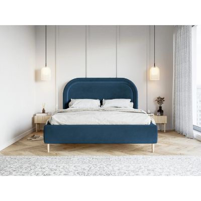 Pat tapitat cu somiera rabatabila 180 x 200 cm albastru Melania