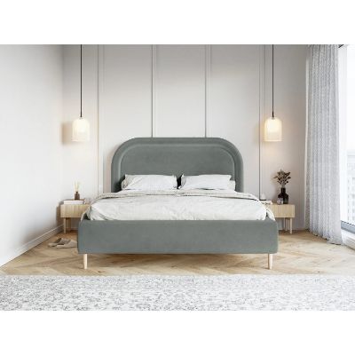 Pat tapitat cu somiera rabatabila 180 x 200 cm gri inchis Melania