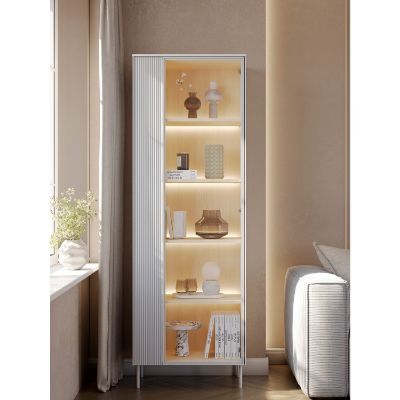 Vitrina cu 2 usi, iluminare LED, alb/stejar Libra