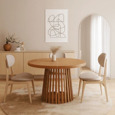 Masa rotunda extensibila 110/210 cm stejar Caroline
