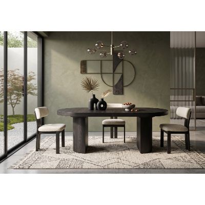 Masa ovala extensibila 200/300 cm, negru, Elio