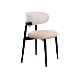 Scaun lemn tapitat crem/negru Levanto