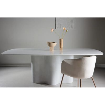 Masa dining fixa 220 cm alb lucios Vaddo