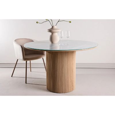 Masa rotunda fixa 120 cm alb/natur Haron