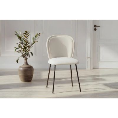 Scaun dining tapitat crem negru Carl