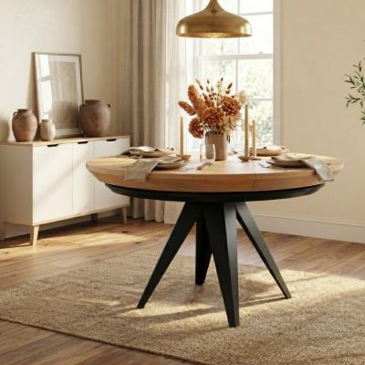 Masa dining extensibila 120/220 cm stejar/negru Olive