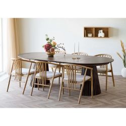Masa rotunda extensibila 120/240 cm stejar afumat Olaf