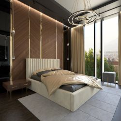 Pat tapitat 160 x 200 cm alb ivory Vegas I