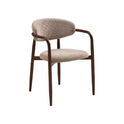 Scaun tapitat cu brate maro/decor nuc Levanto